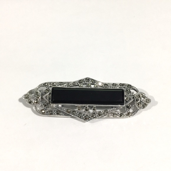 Vintage Sterling Silver Brooch W/Marcasite Stones